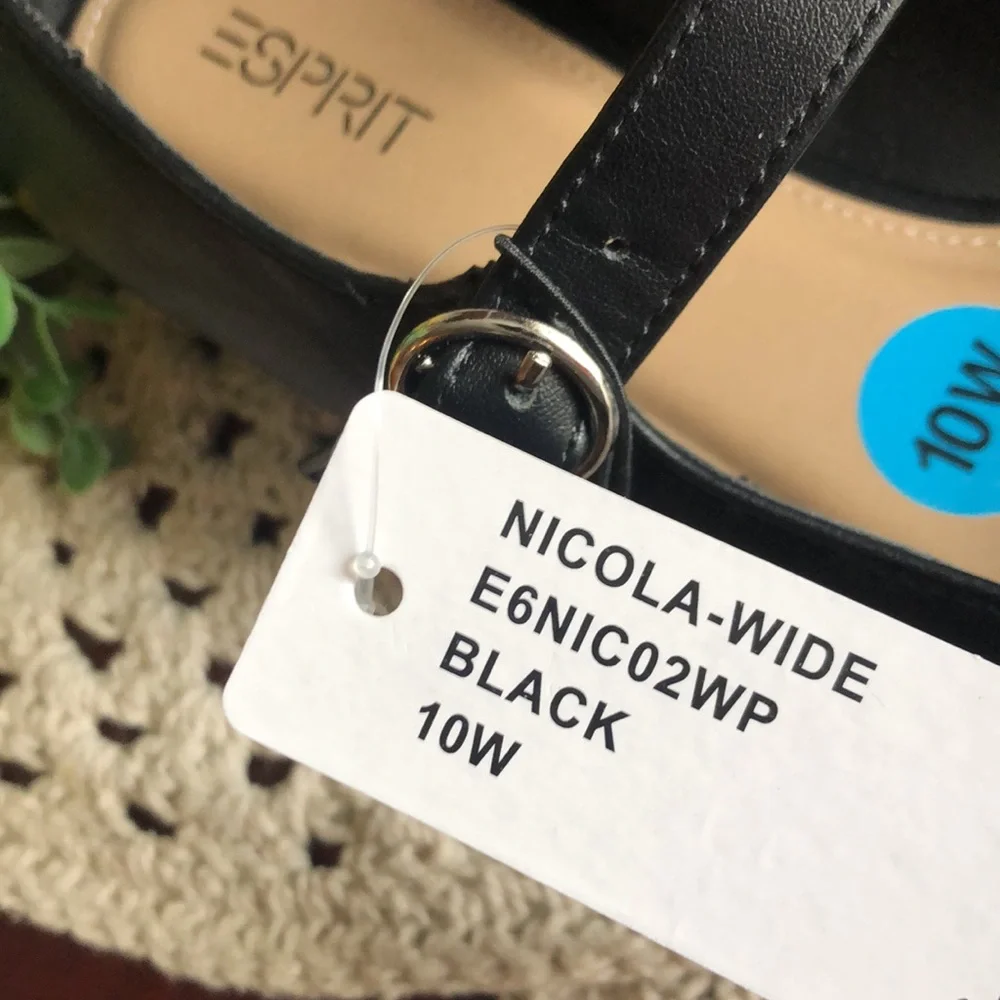 Esprit Black Mary Jane Flats with Strap SIZE 10W